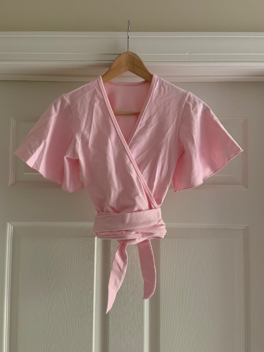 Ballet Beautiful Jersey Flutter Sleeve Wrap Top